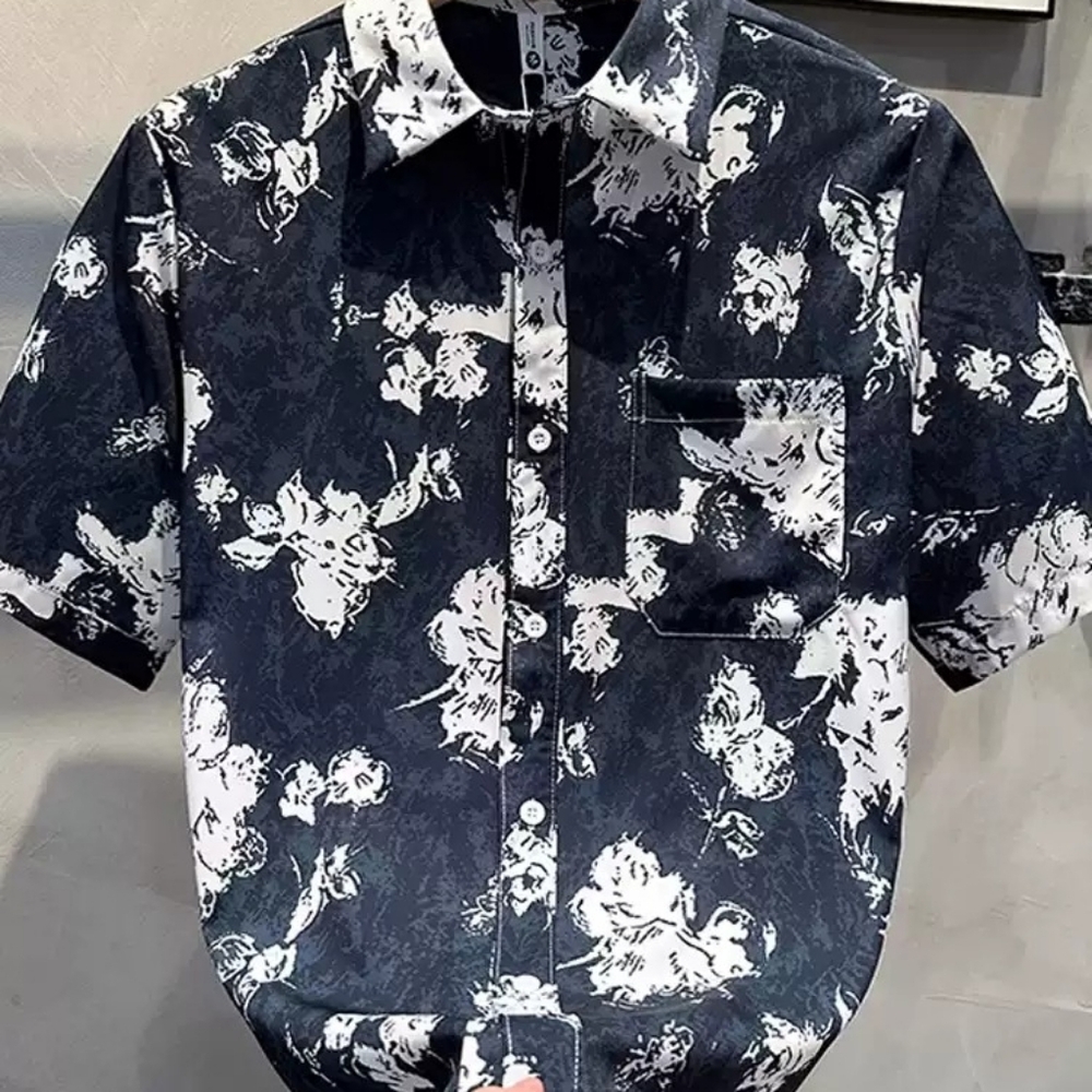 Vintage Floral Sketch Print Shirt